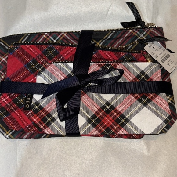 J.Crew Tartan Plaid Set of 3 Pouch Cosmetic Bags - Picture 2 of 5
